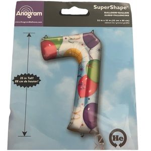Silver Anagram Number 7 Ballon - 35 inches tall